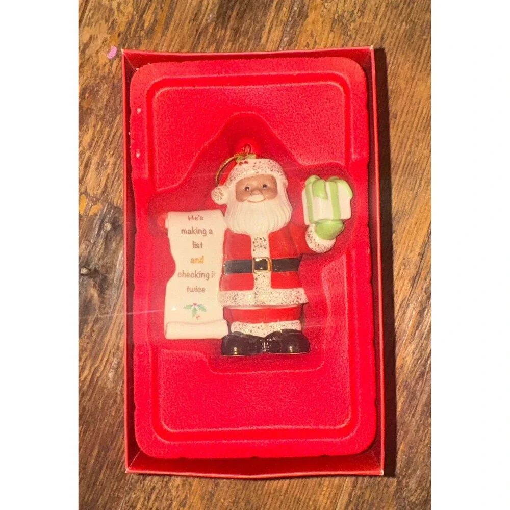 New no box Lenox African American Santa with List Ornament